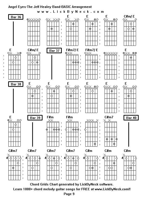 Chord Grids Chart of chord melody fingerstyle guitar song-Angel Eyes-The Jeff Healey Band-BASIC Arrangement,generated by LickByNeck software.